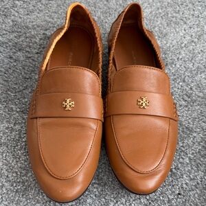 Tory Burch Tan Leather Slip-On Loafers